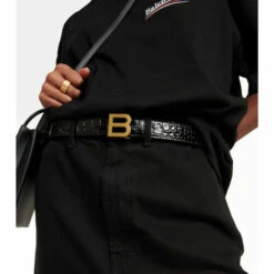 Balenciaga Hourglass Croc-effect Leather Belt