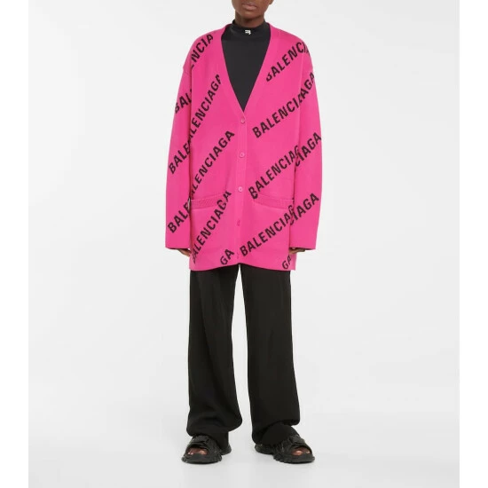 Balenciaga Logo Cotton-blend Cardigan 1 Balenciaga Logo Cotton-blend Cardigan