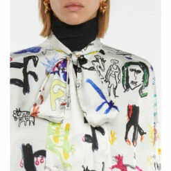 Balenciaga Printed Satin Tie-neck Blouse -Balenciaga Sportswear unnamed file 4044