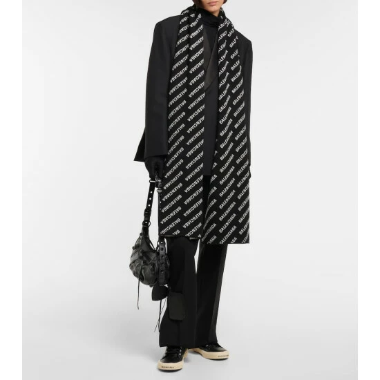 Balenciaga Logo Intarsia Wool-blend Scarf 1 Balenciaga Logo Intarsia Wool-blend Scarf
