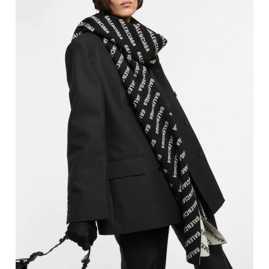 Balenciaga Logo Intarsia Wool-blend Scarf 2 Balenciaga Logo Intarsia Wool-blend Scarf - Image 2