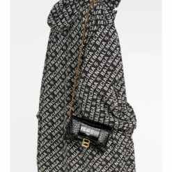 Balenciaga Hourglass Croc-effect Leather Wallet On Chain