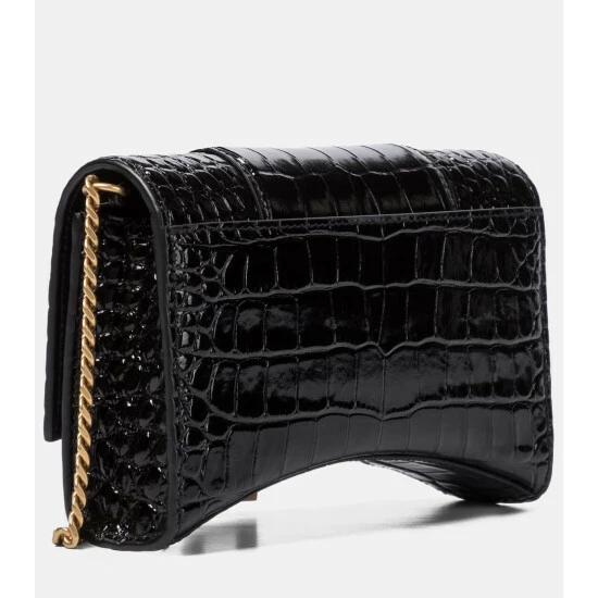 Balenciaga Hourglass Croc-effect Leather Wallet On Chain 3 Balenciaga Hourglass Croc-effect Leather Wallet On Chain - Image 3