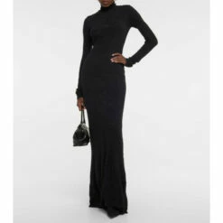 Balenciaga Turtleneck Cotton-blend Maxi Dress