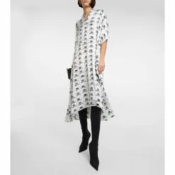 Balenciaga BB Icon Jacquard Silk Midi Dress
