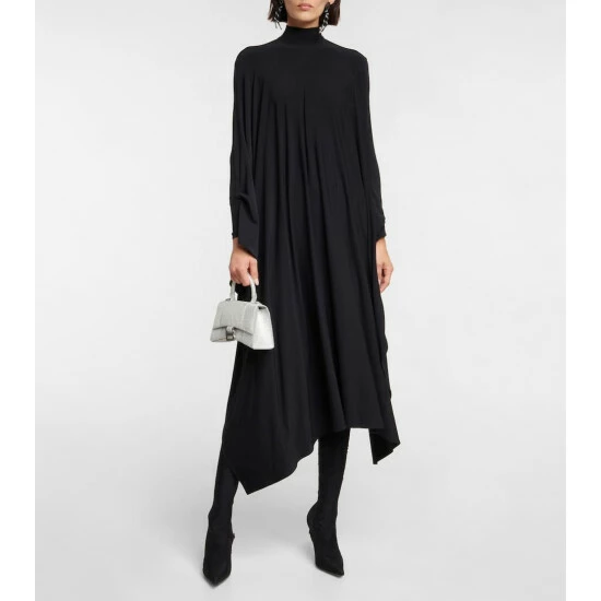 Balenciaga Draped Jersey Mockneck Midi Dress 1 Balenciaga Draped Jersey Mockneck Midi Dress