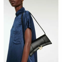 Balenciaga Stretched Hourglass Leather Shoulder Bag