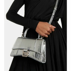 Balenciaga Hourglass XS Croc-effect Leather Crossbody Bag