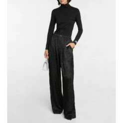 Balenciaga Logo Silk Jacquard Wide-leg Pants