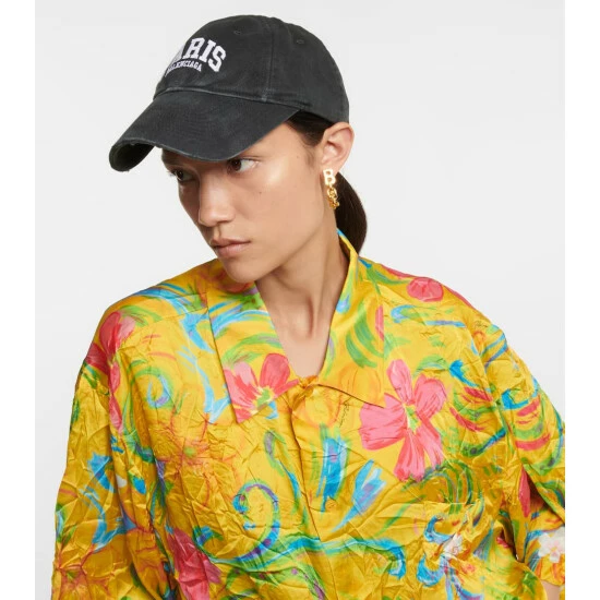 Balenciaga Logo Cotton Baseball Cap 1 Balenciaga Logo Cotton Baseball Cap