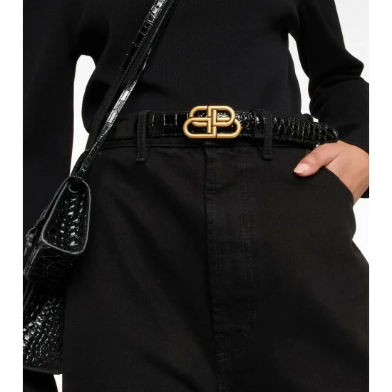 Balenciaga BB Croc-effect Leather Belt 1 Balenciaga BB Croc-effect Leather Belt
