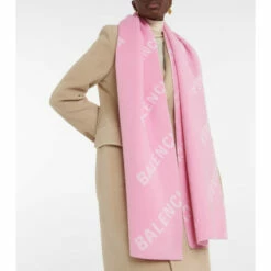 Balenciaga Logo Intarsia Wool Scarf
